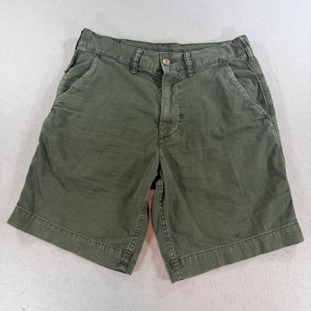 American Eagle Classic Flex Linen Blend Shorts Olive Green Mens Size 28